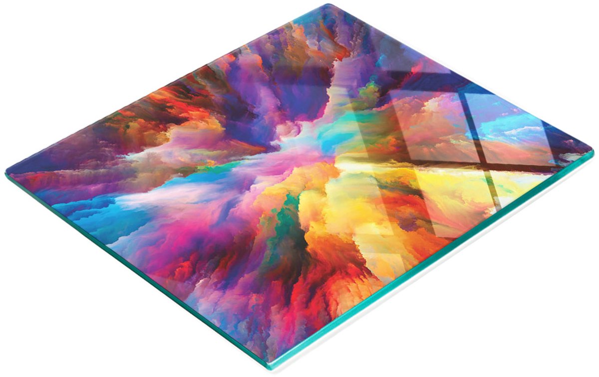 Stijlvol en duurzaam glazen bord met kleurrijke print, 60x52 cm
