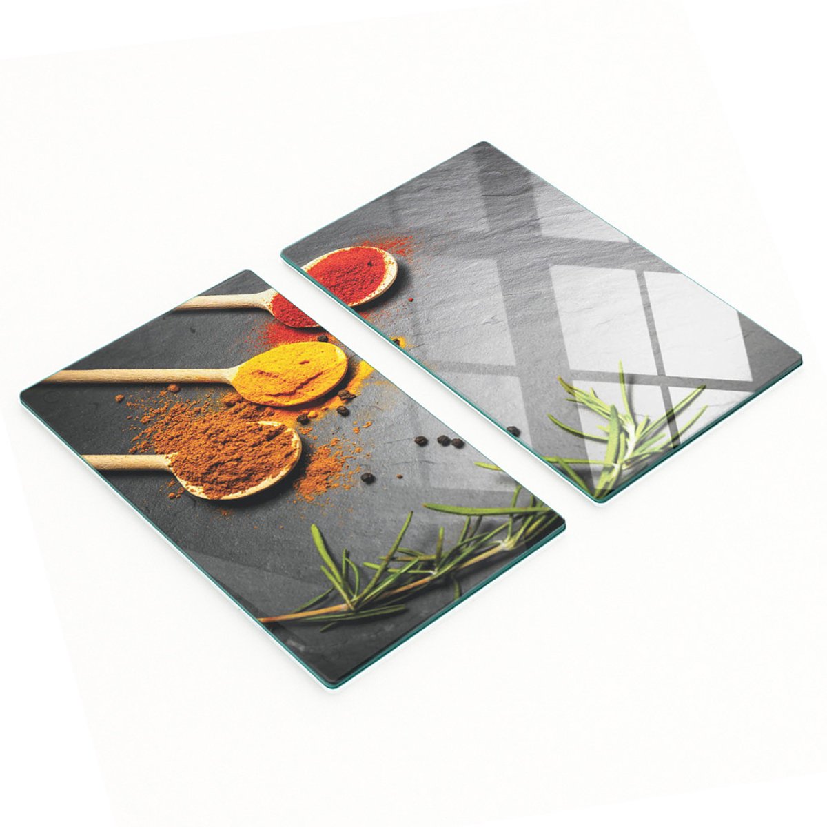 Glazen snijplanken met afbeeldingen van specerijenstenen, 2x30x52 cm