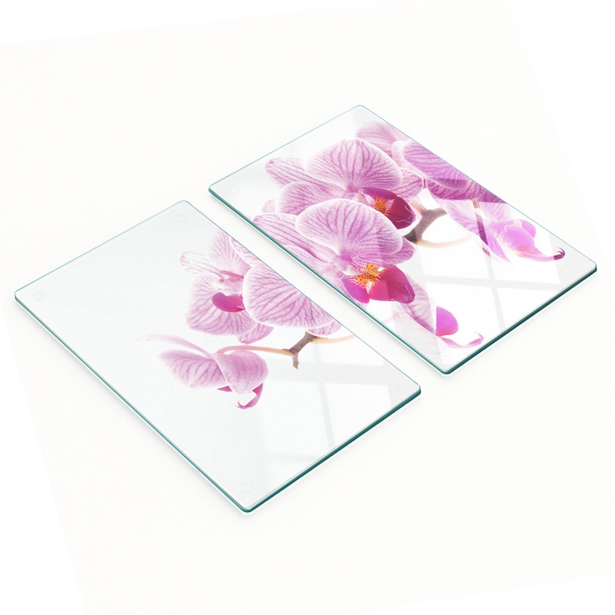 Keukenplanken van gehard glas met roze orchidee-afbeeldingen, 2x30x52 cm