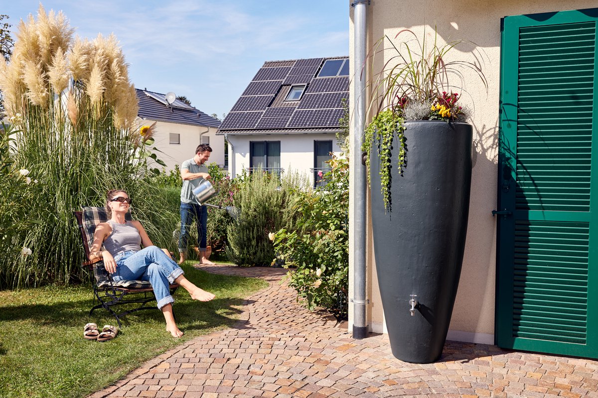 Garantia 2in1 waterreservoir 300 liter grafietgrijs incl. plantschaal