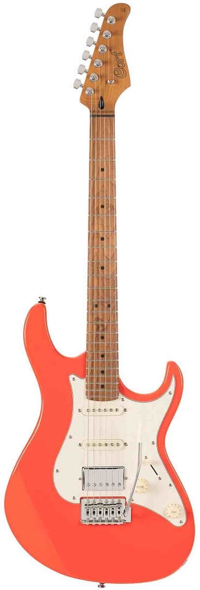 Cort G200SE SRD Elektrische Gitaar HSS Populier met Roasted Maple Hals Scarlet Red en Tremolo