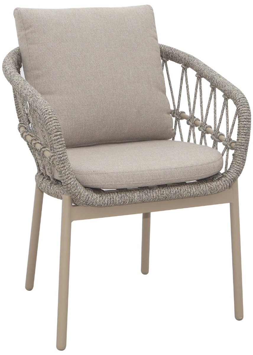 DÉJA Living Tuinstoel Zivia - Taupe/Taupe - Touw/Metaal - Set van 2