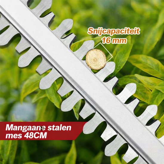 Draadloze Heggenschaar-2 x 21V Accu' -48 cm Elektrische Heggenschaar-2 Handgrepen en Beschermkap-Robuust en L ichtgewicht voor Heggen en Struiken van Merkloos	 — afbeelding 3