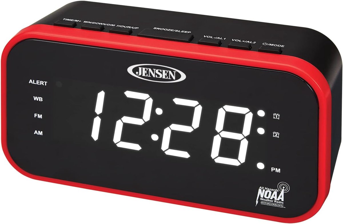 Klokradio met Weeralarm - Digitale Radio - Noodsituaties - NOAA Weerwaarschuwingen - 12 cm LED Display - Veelkleurig