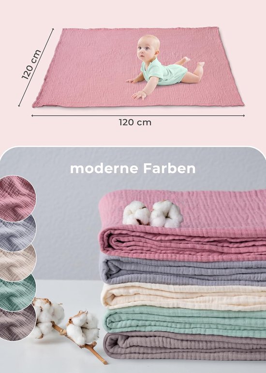 Grote 120x120 cm Hydrofiele Doek 4-Laags Katoen voor Baby - Ademend en Zacht — afbeelding 3