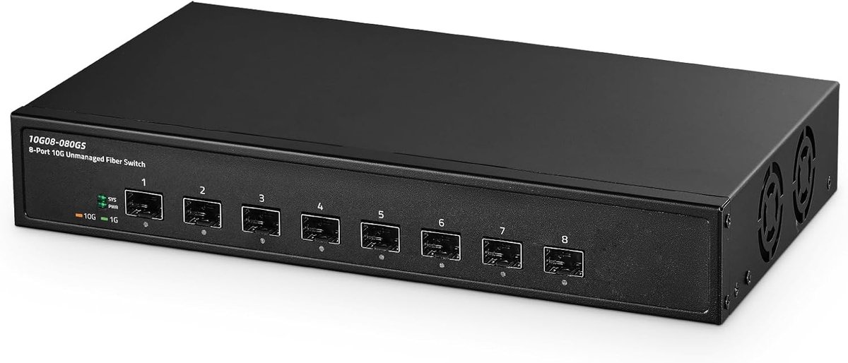8-Poorts 10 Gigabit Glasvezel Switch met SFP+ Slots