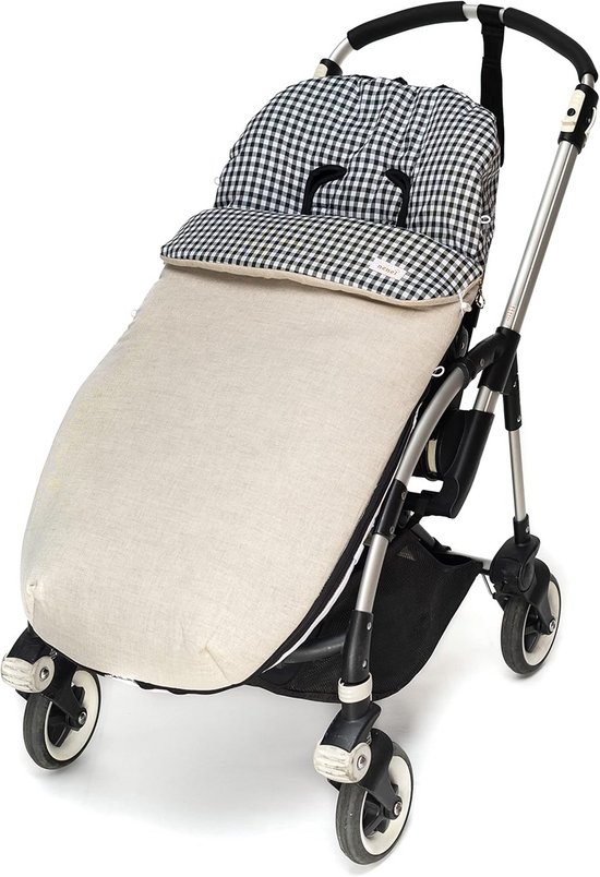 Universele Voetenzak voor Kinderwagen en Buggy - Katoen & Linnen - Zwart Vichy Dessin van Merkloos — afbeelding 5