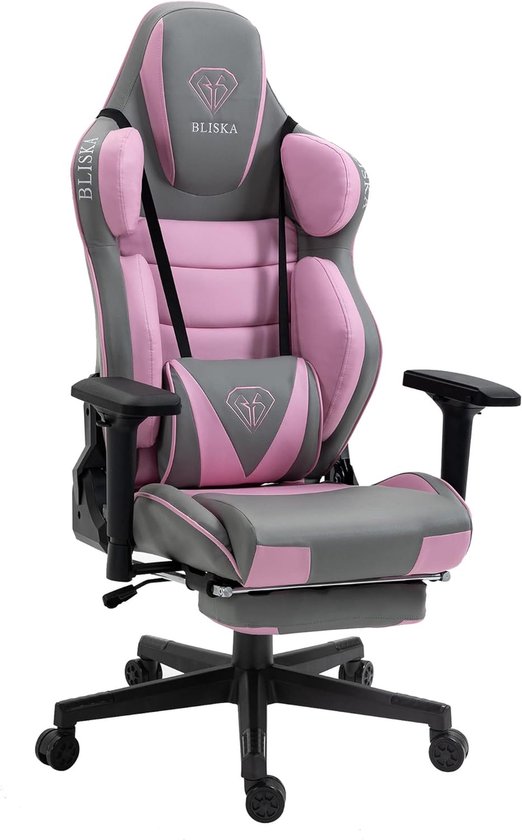 Ergonomische Gaming Stoel met Verstelbare Armsteunen en Voetensteun van Merkloos — afbeelding 4