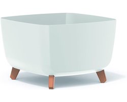 Moderne Hoek Bloempot op Hoge Poten voor Binnen - Wit Vierkant Plantenbak (24x24 cm)