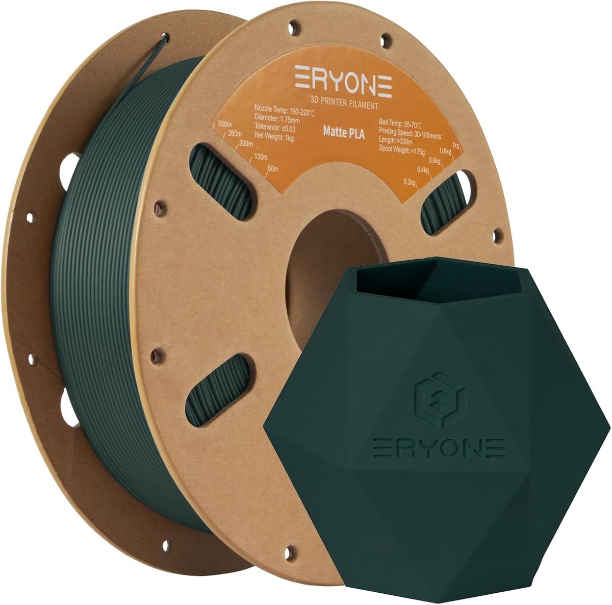 3D Print Filament - PLA Materiaal - Modelbouw - Mat Uiterlijk - 1.75mm 1kg - Groen Zwart