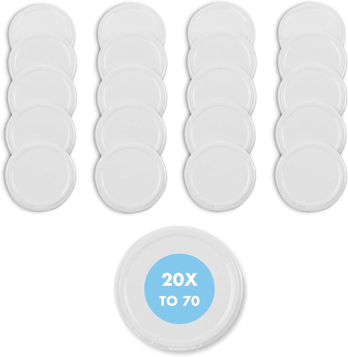 20x Twist-Off Deksel 70 mm – Universele Schroefdeksels voor Weckpotten & Bewaarglazen