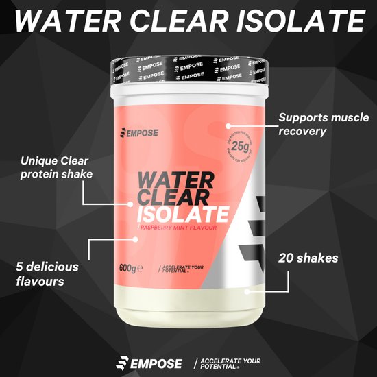 Empose Nutrition Clear Whey Isolate - Framboos - Eitwit poeder - Proteïne Ranja - Suiker- en Vetvrij - 600 g