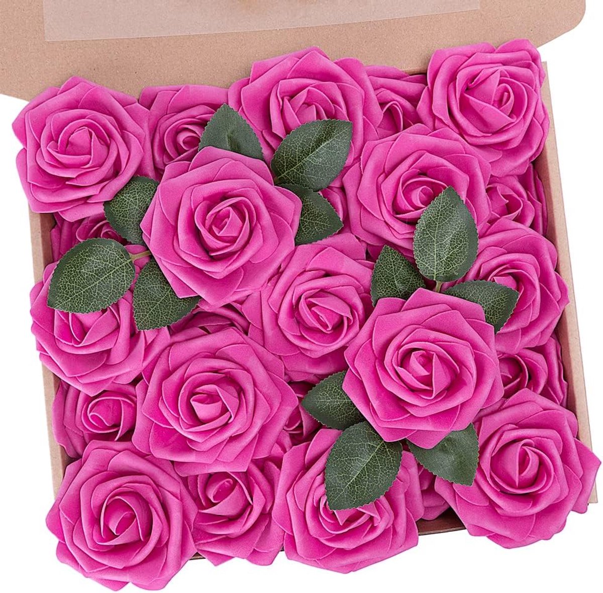 25 Stuks Roze Kunstbloemen Rozen met Stelen voor Bruiloft DIY en Woondecoratie
