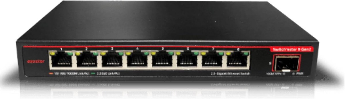 Netwerk Switch - Ethernet Hub - Snel Internet - Hybride Poorten - 9 Poorts - Zwart