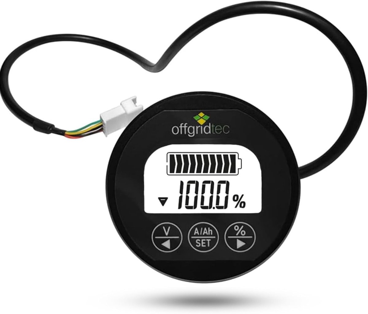 Batterijmonitor - Accu bewaker - Energiebeheer - Geheugenfunctie stroomuitval - 350A 8-120V - Zwart