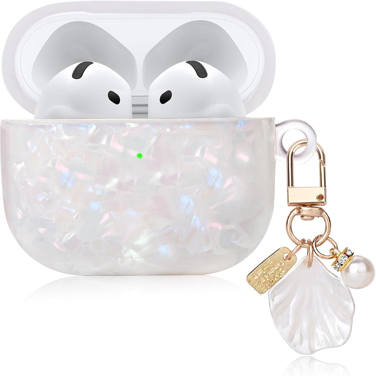 AirPod 4 Hoesje - Beschermhoesje Oplader - Dagelijks Gebruik - Shell Pearl Sleutelhanger - 97 x 87 x 28 cm