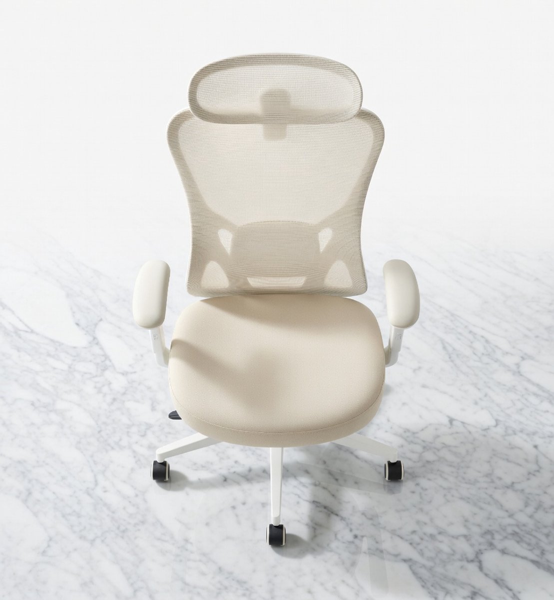 ComfortPro Elite Ergonomische Bureaustoel – Computerstoel met Verstelbare Lenden- en Hoofdsteun – In Hoogte Verstelbaar – Tot 150 kg Belastbaar – Zandbeige-Casa Serena – Afmetingen op aanvraag – Ca...