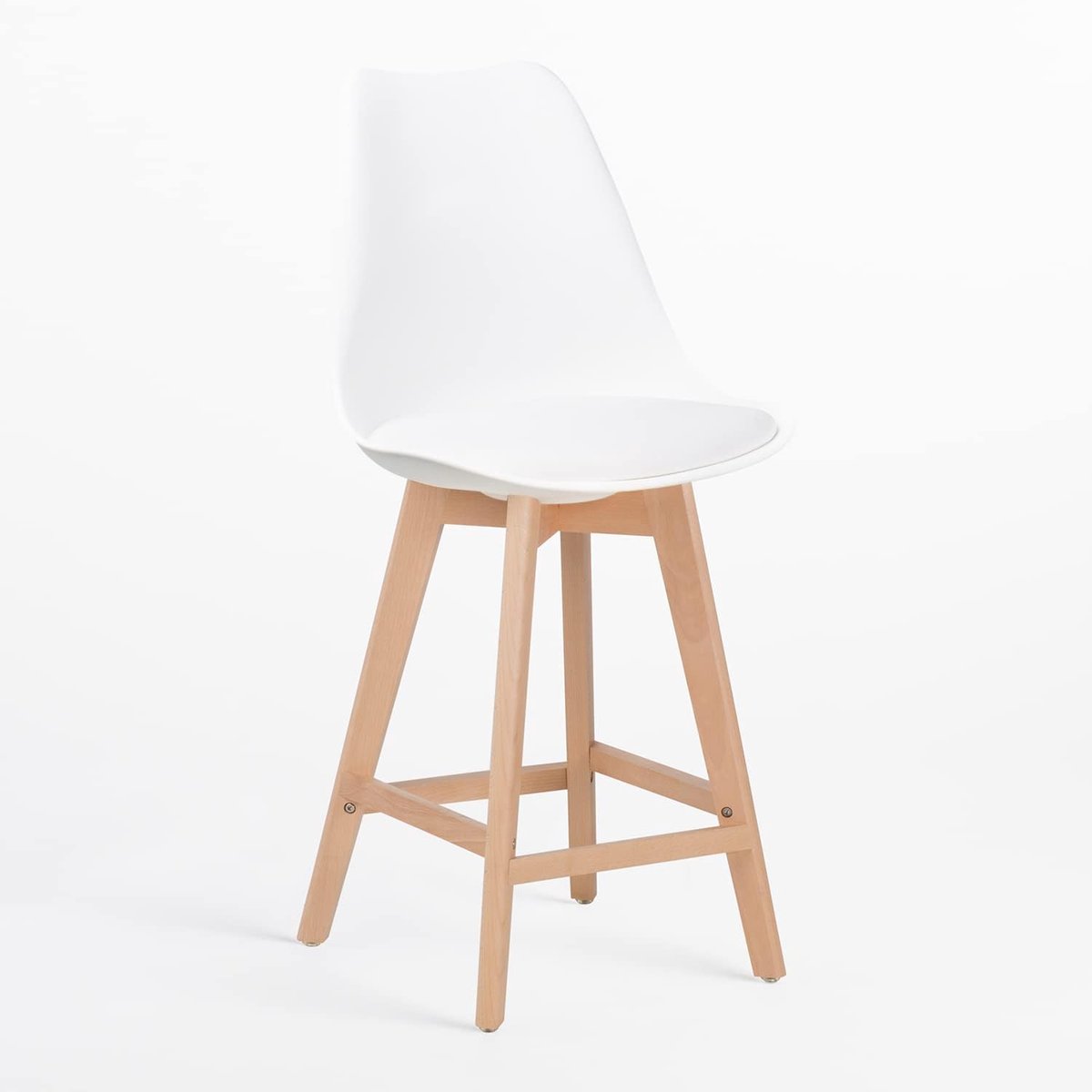 Hoge barkruk met kunstleren kussen Scandinavisch Design Wit