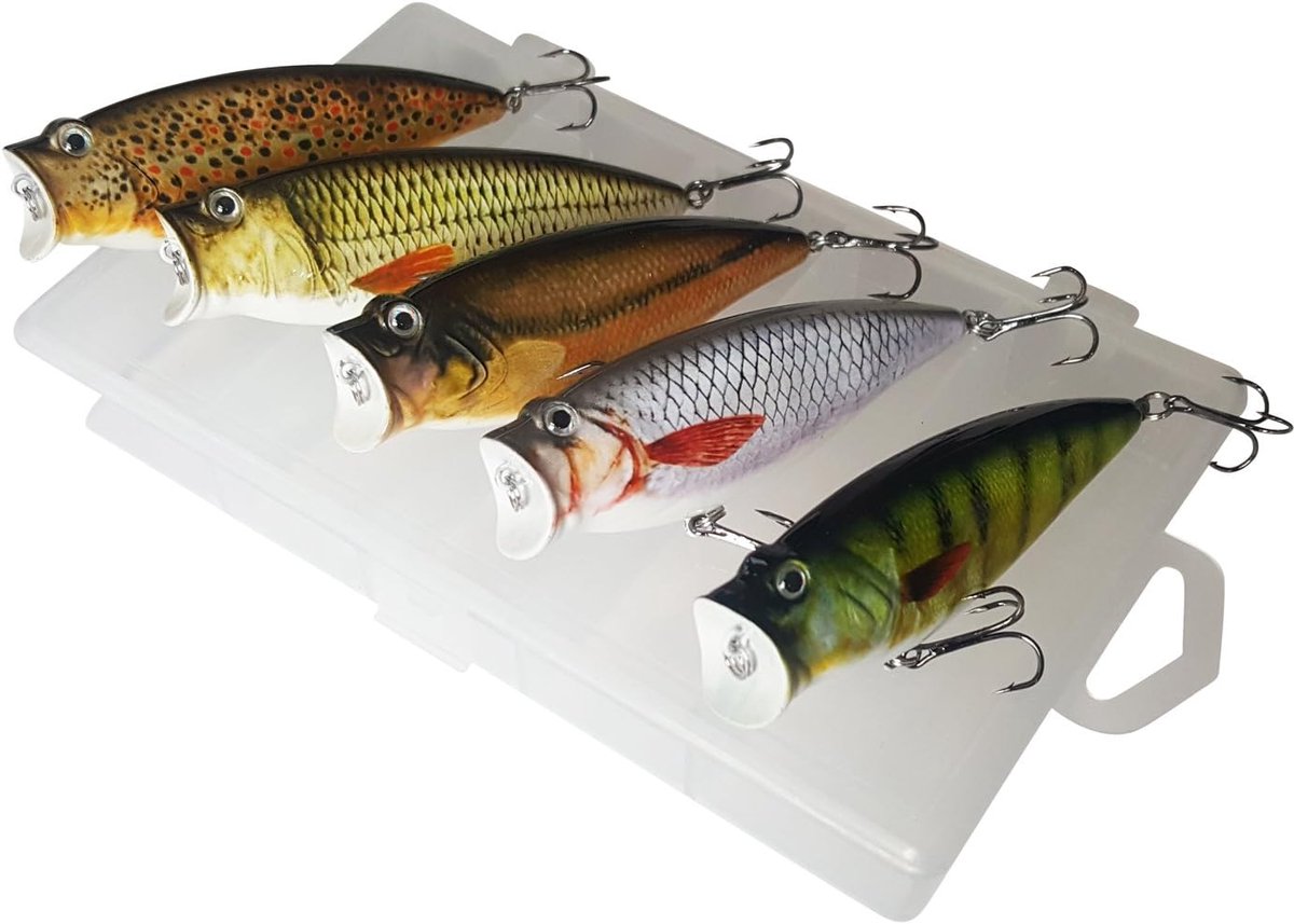 Kunstaas Set - Popper Stickbaits - Oppervlakte Vissen - Realistisch Design - 95 cm - Meerkleurig