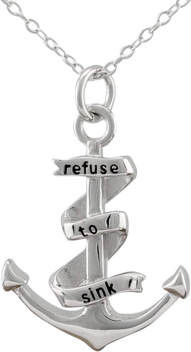 925 Sterling Zilver Anker Hanger Halsketting 'Refuse to Sink' Unisex