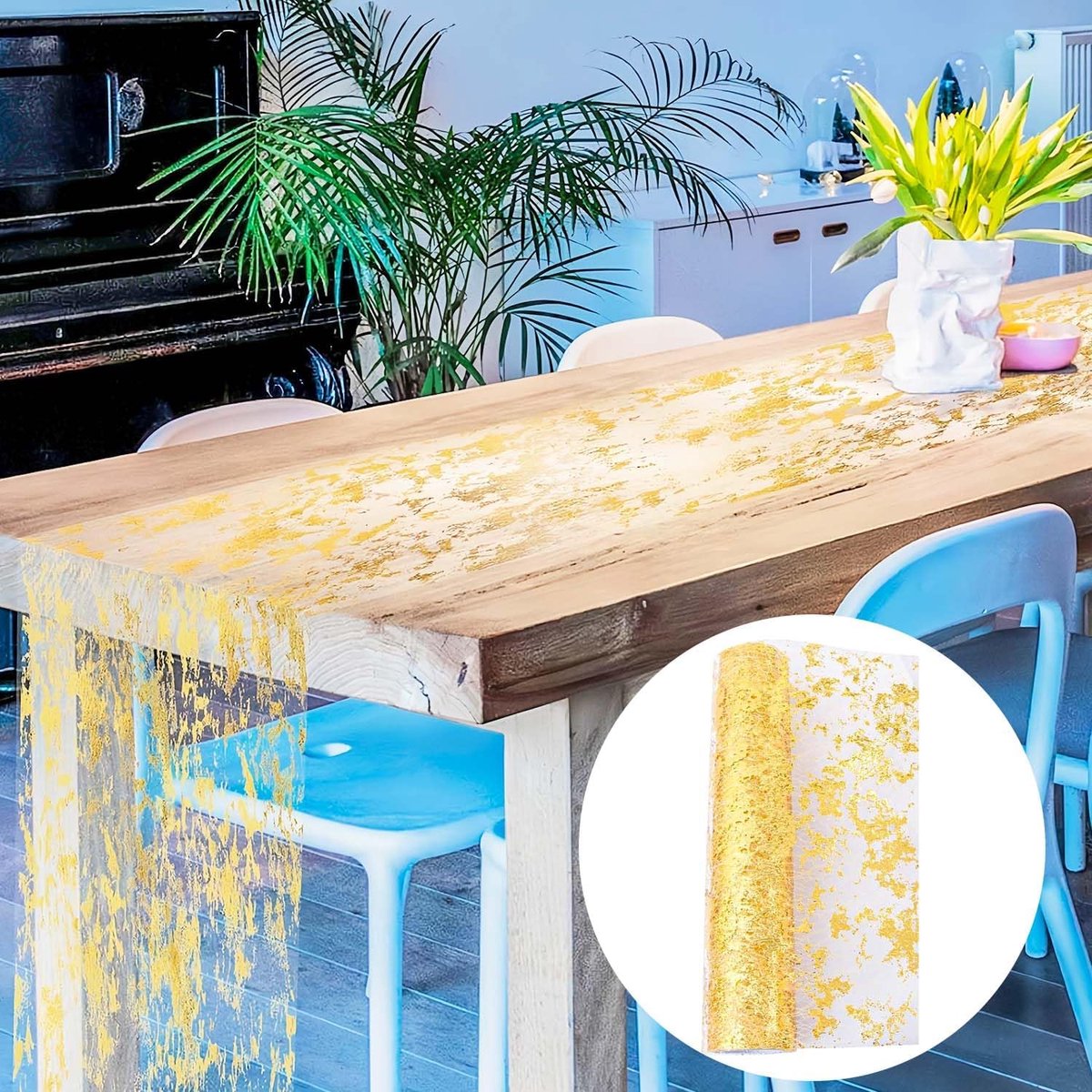 Gouden Tafelloper Polyester 10 Meter - Glanzende Tafelversiering voor Bruiloft en Feest