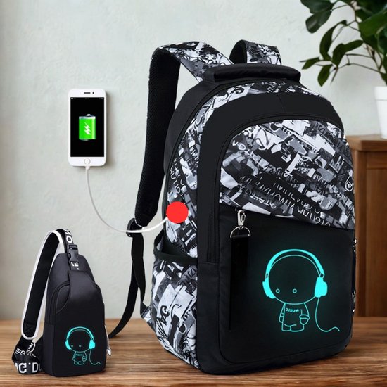 HASAGEI rugzak vintage unisex rugzak dagrugzak casual school reizen laptop tablet tassen, Zwart-1, Eén maat