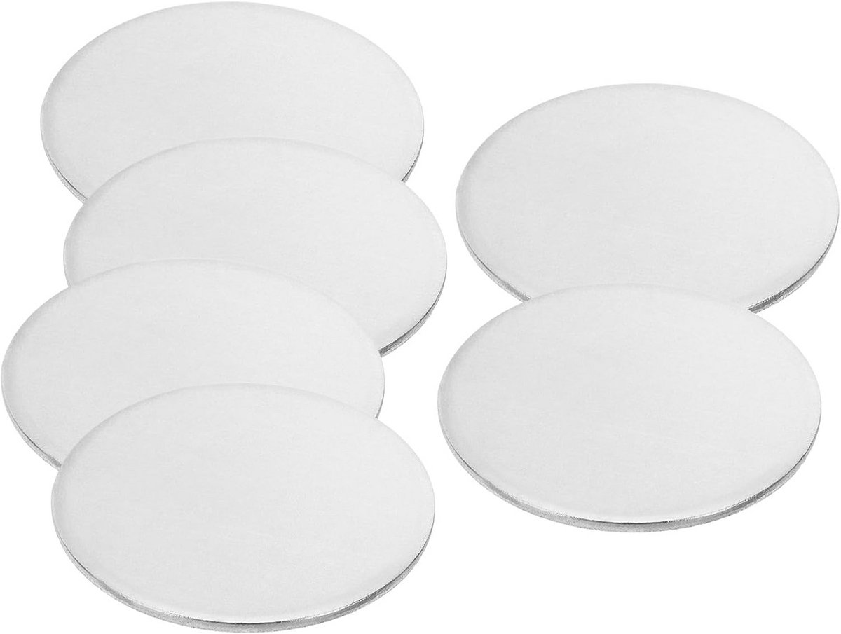 Set van 6 Ronde Metalen Schijven voor Graveren en Stempelen - 48mm Roestvrij Staal