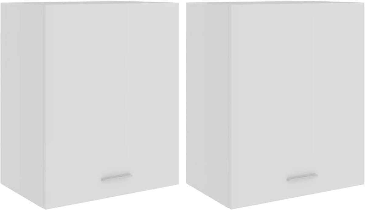Wandkasten Set van 2 met Sierlijke Houtsnede - Wit