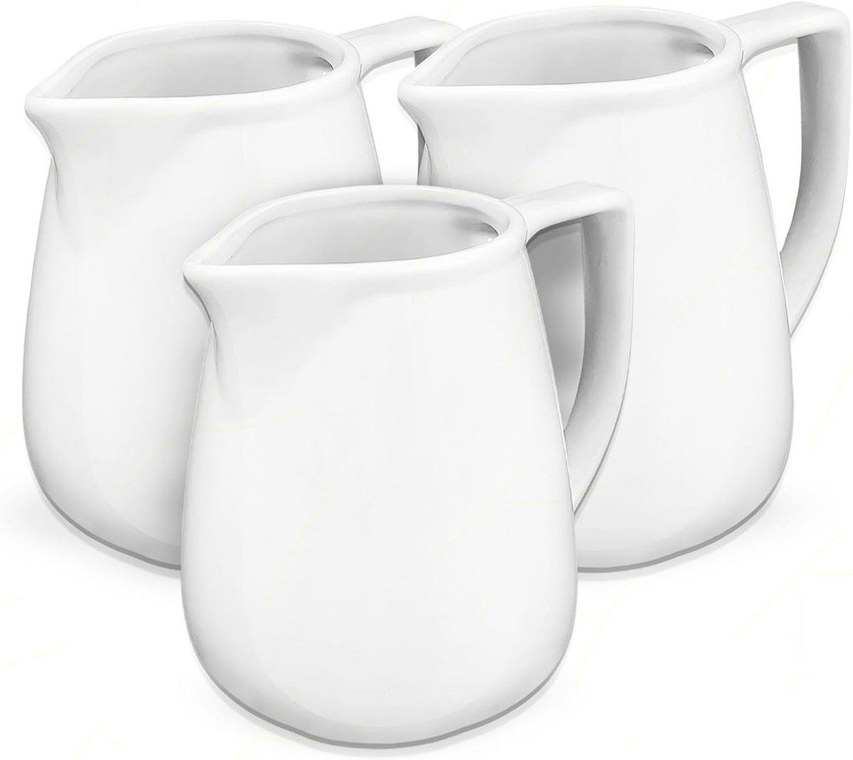 Set van 3 Witte Porseleinen Melkkannetjes 130 ml - Ideaal voor Melk en Room