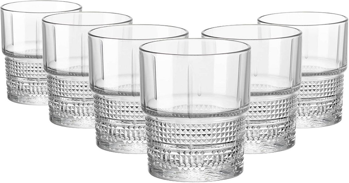 Set van 6 Robuuste Dof Glazen voor Cocktails en Whisky, 37 cl