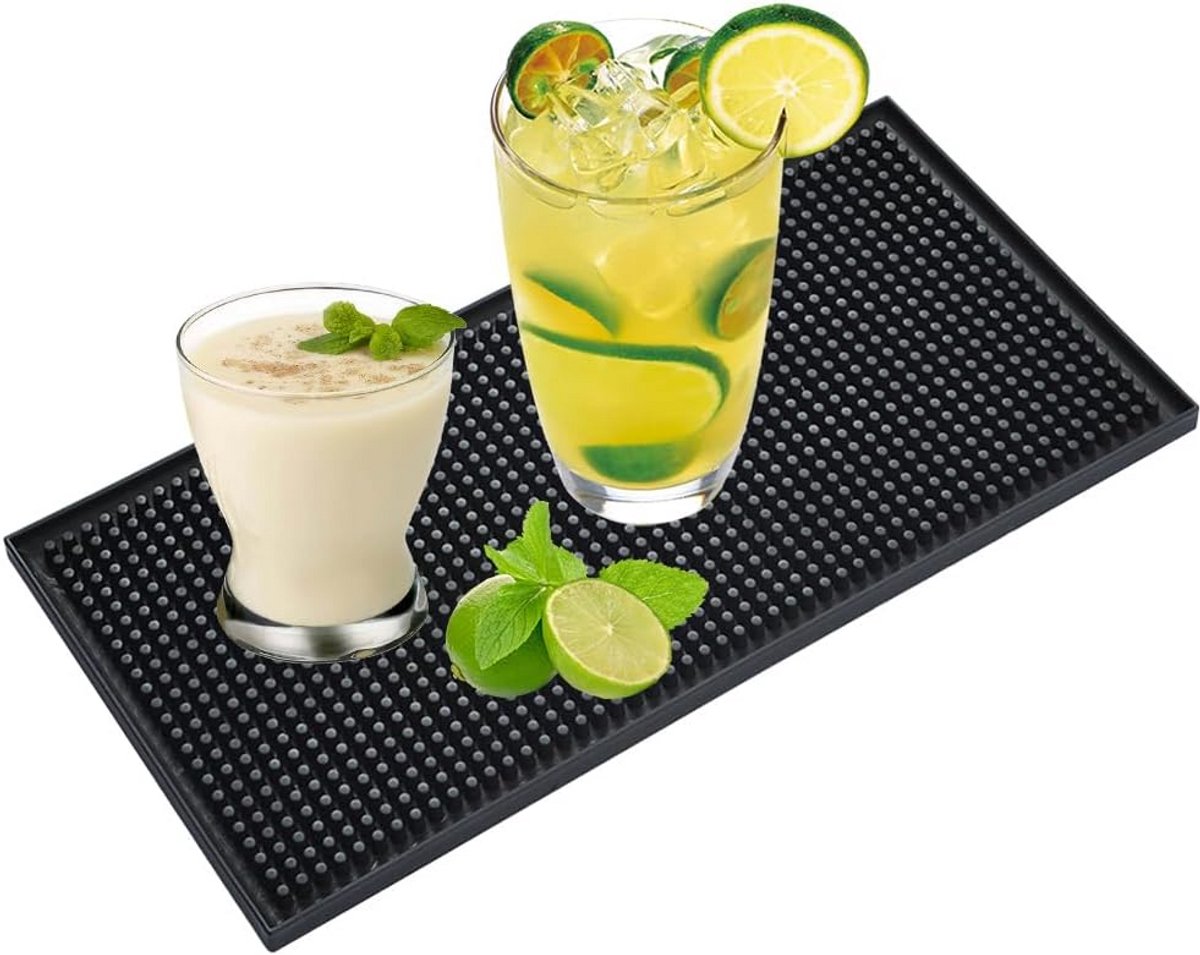Grote Siliconen Afdruipmat Zwart - Sneldrogend Antislip Onderlegger voor Keuken & Bar