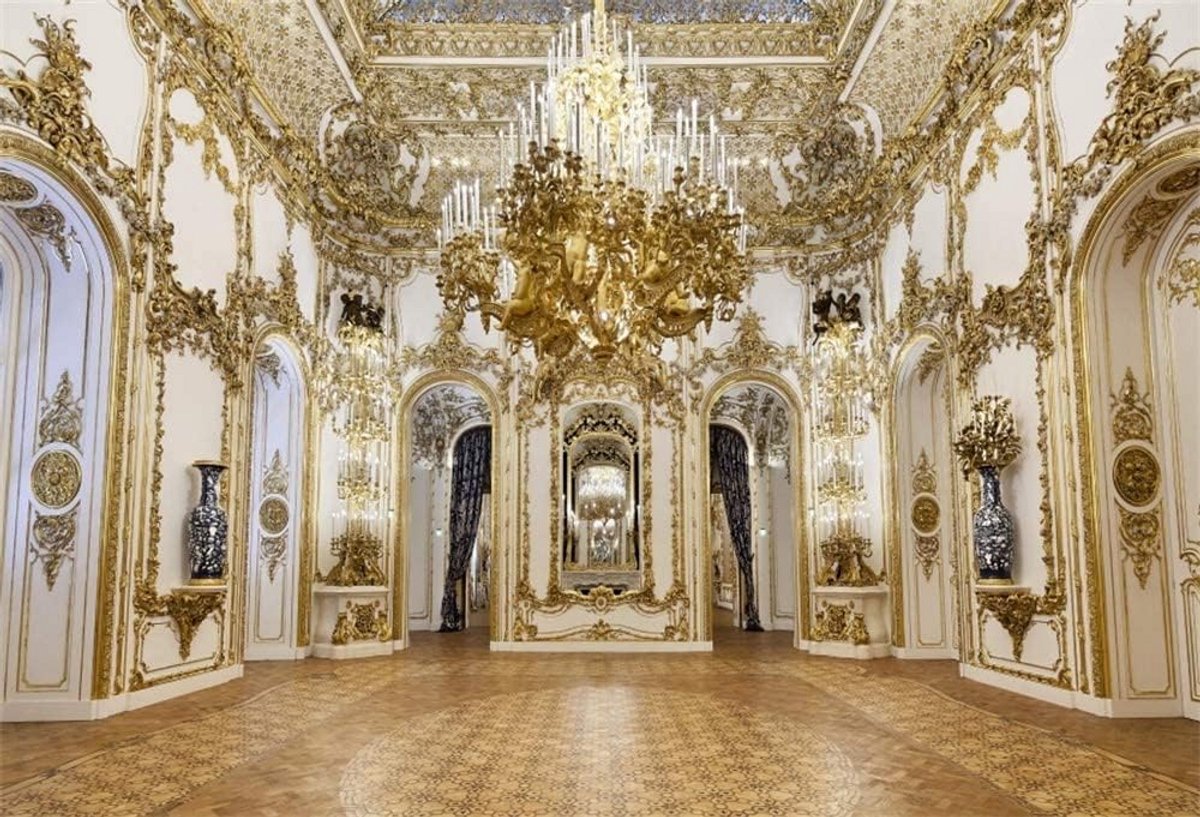 Luxe Paleis Achtergrond Chandelier Deur Fotografie Studio Props 2.5x1.8m