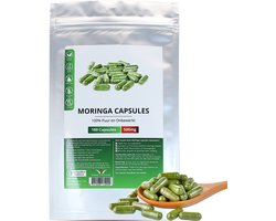 Moringa Capsaules 180 Stuks | 1500 mg per Dag | Vegetarisch | Hoogwaardige Pure Moringa Capsules | Moringa Oleifera | Zonder Gelatine