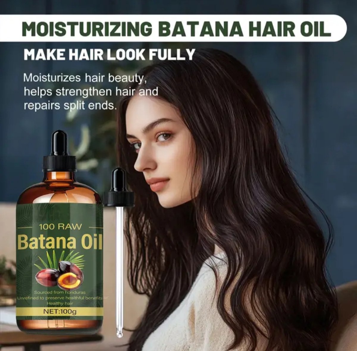 Batana Haarolie – Intensieve Haarverzorging – Hydrateert & Herstelt Droog Haar – 100g
