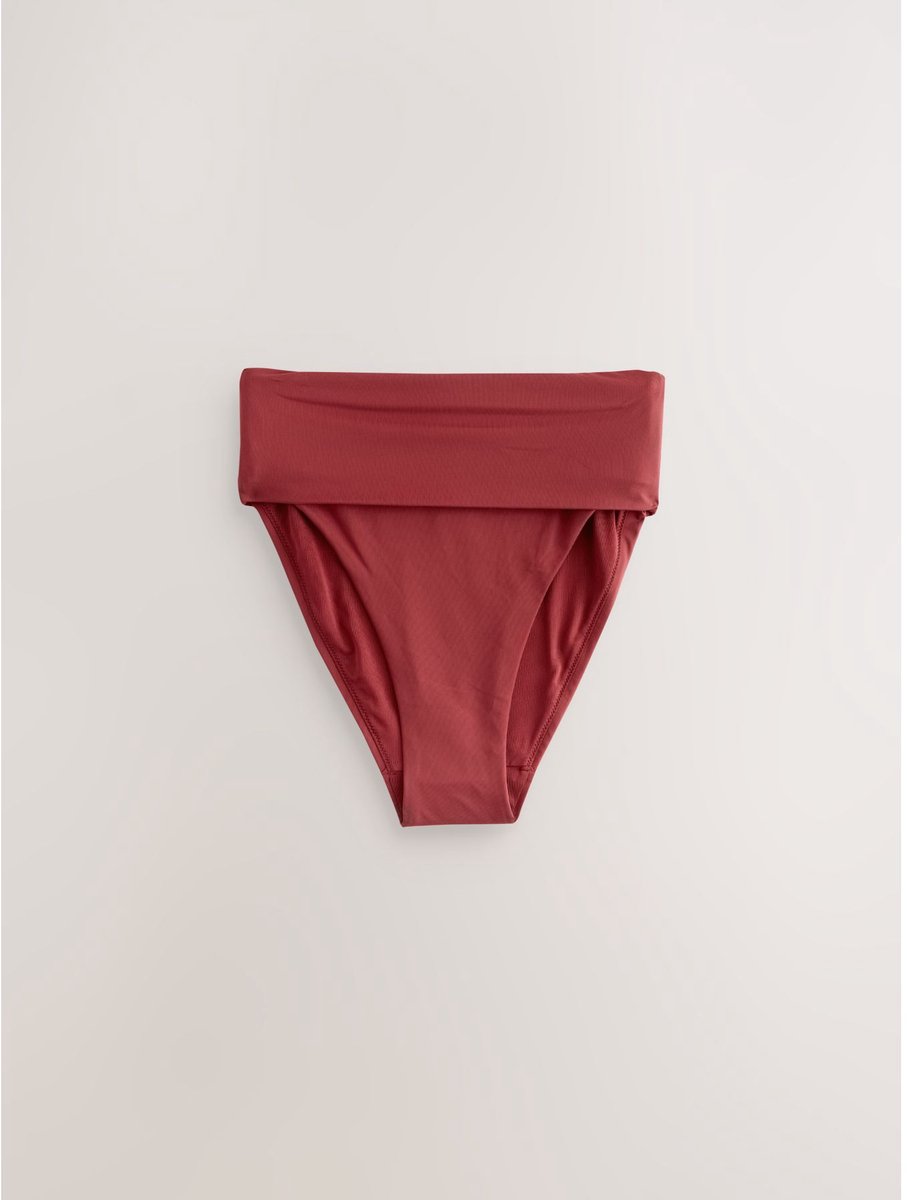 Next Dames - Bikinislip met hoge omgeslagen taille en hoge beenuitsnijding - Rood Berry Wine
