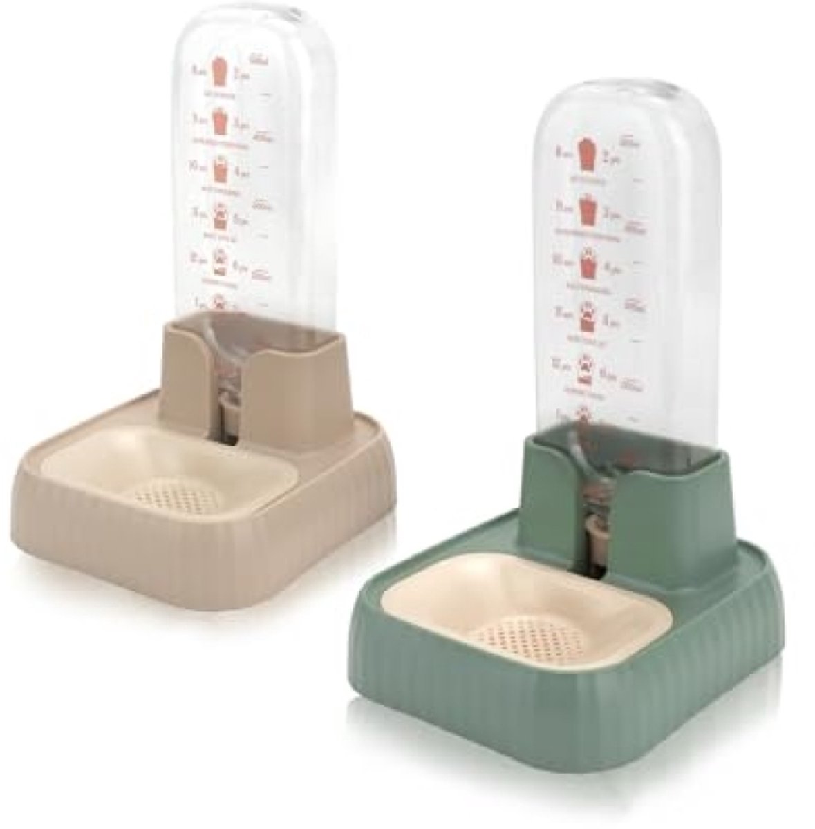 Automatische drinkfontein voor huisdieren - 2 stuks - 500 ml - Groen en Abrikoos