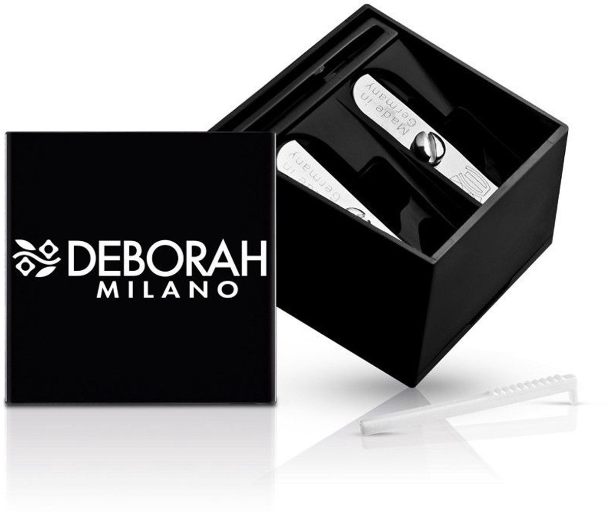 Deborah Milano Double Pencil Sharpener – Dubbele Puntenslijper Voor Make‑up Potloden – Perfect Voor Eyeliner & Lipliner – Extra Nauwkeurig Slijpen Zonder Breken – Compact En Duurzaam – Voor Professioneel & Thuis Make‑up Gebruik