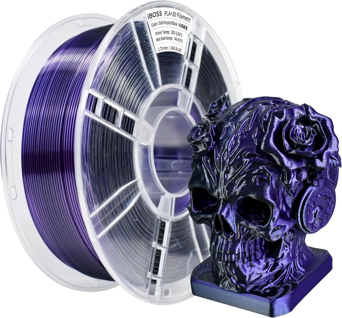 PLA+ Tweedelig Zijde Filamen t 1.75mm 1KG voor 3D Printers - Paars Zwart