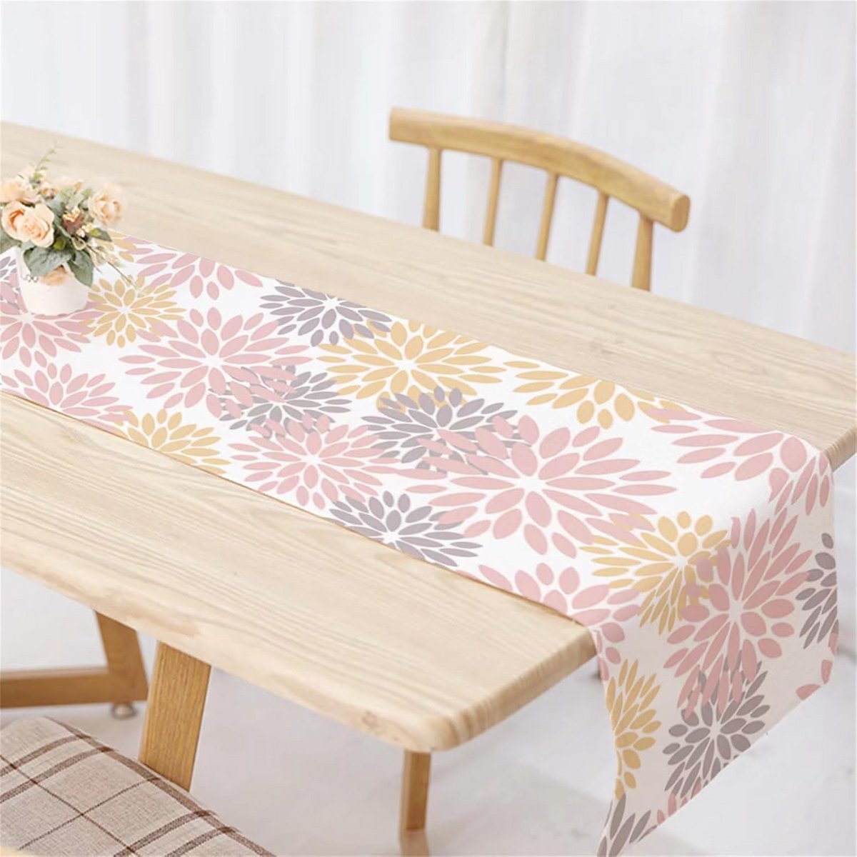 Tafel runner Grijs/Roze 40x140 cm - Moderne, Wastbare Tafelloper voor Binnen & Buiten