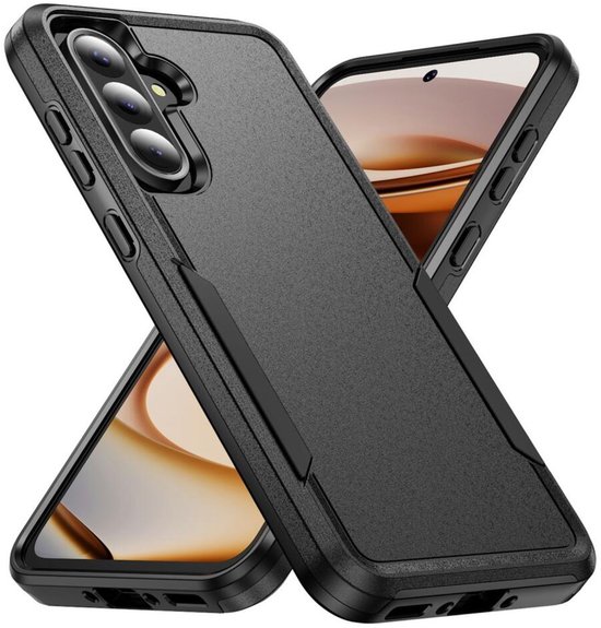 Samsung Galaxy A55 Schokbestendig Hardcase Hoesje Zwart Met TPU Rand En Honingraat Binnenkant