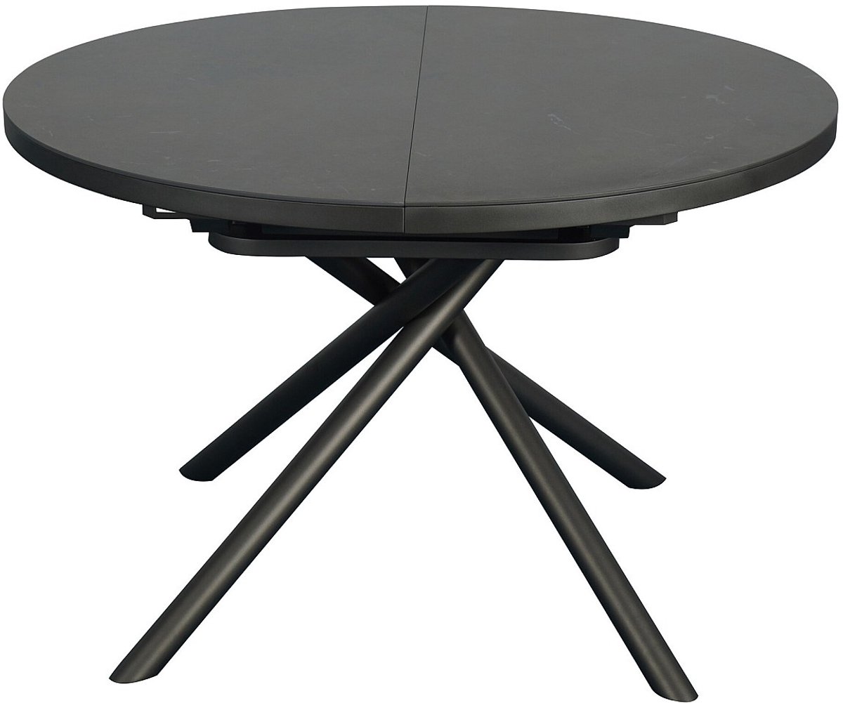 Vente-unique Uitschuifbare eettafel voor 4 tot 6 personen van keramiek, MDF en metaal - Bruin en grijs marmereffect - FEROLA Antracietgrijs