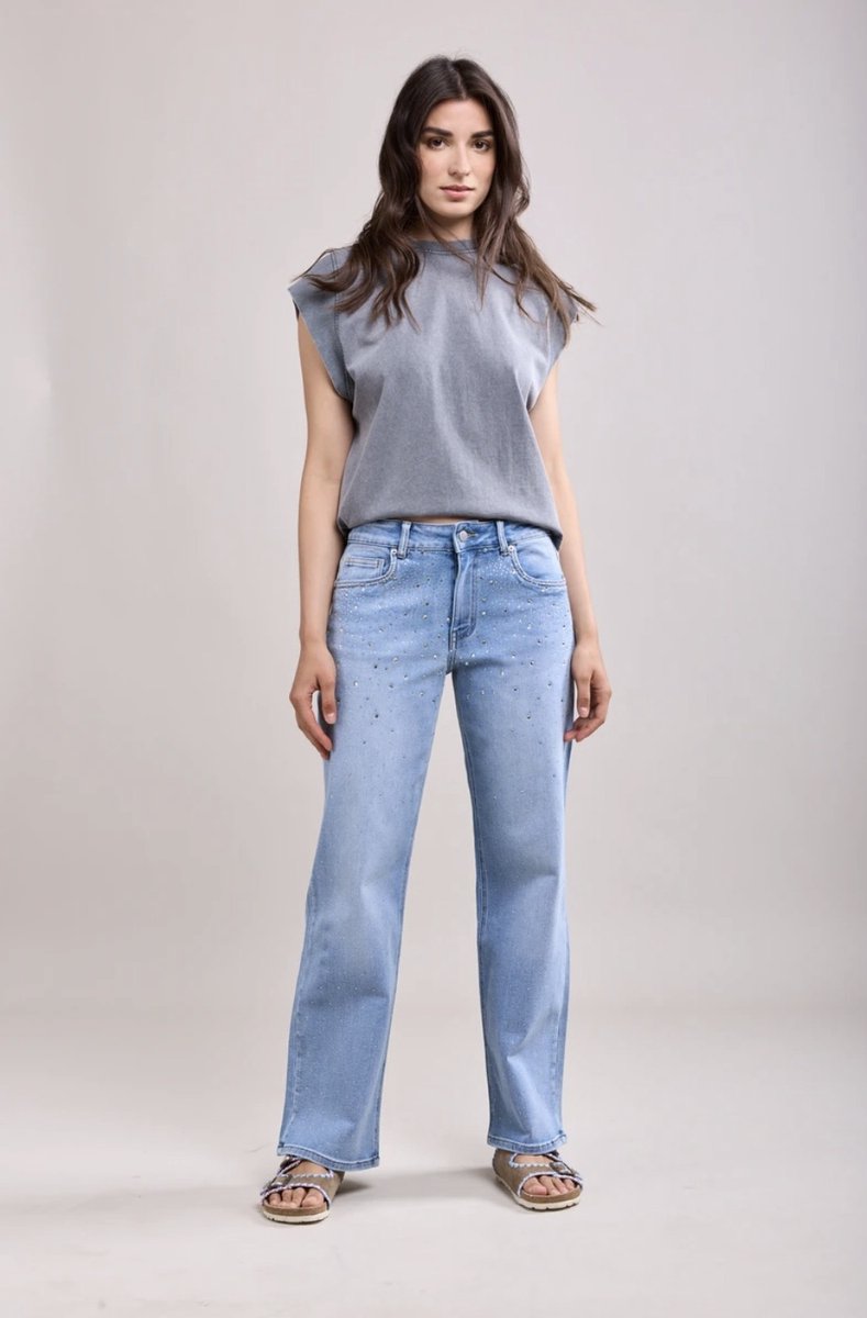 Toxik jeans straight met strass details maat M
