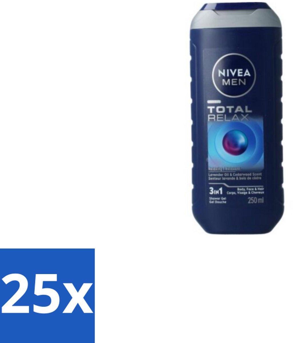NIVEA Men Douchegel Total Relax 250 ml - Bulkverpakking - 25 stuks
