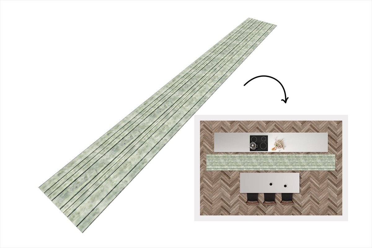 KitchenYeah Keukenloper 480x60 cm - Keukenmat vinyl Vintage - Hout - Patronen - Plank - Keukenmatten loper - Keuken vloerkleed tapijt Planken - Vintage