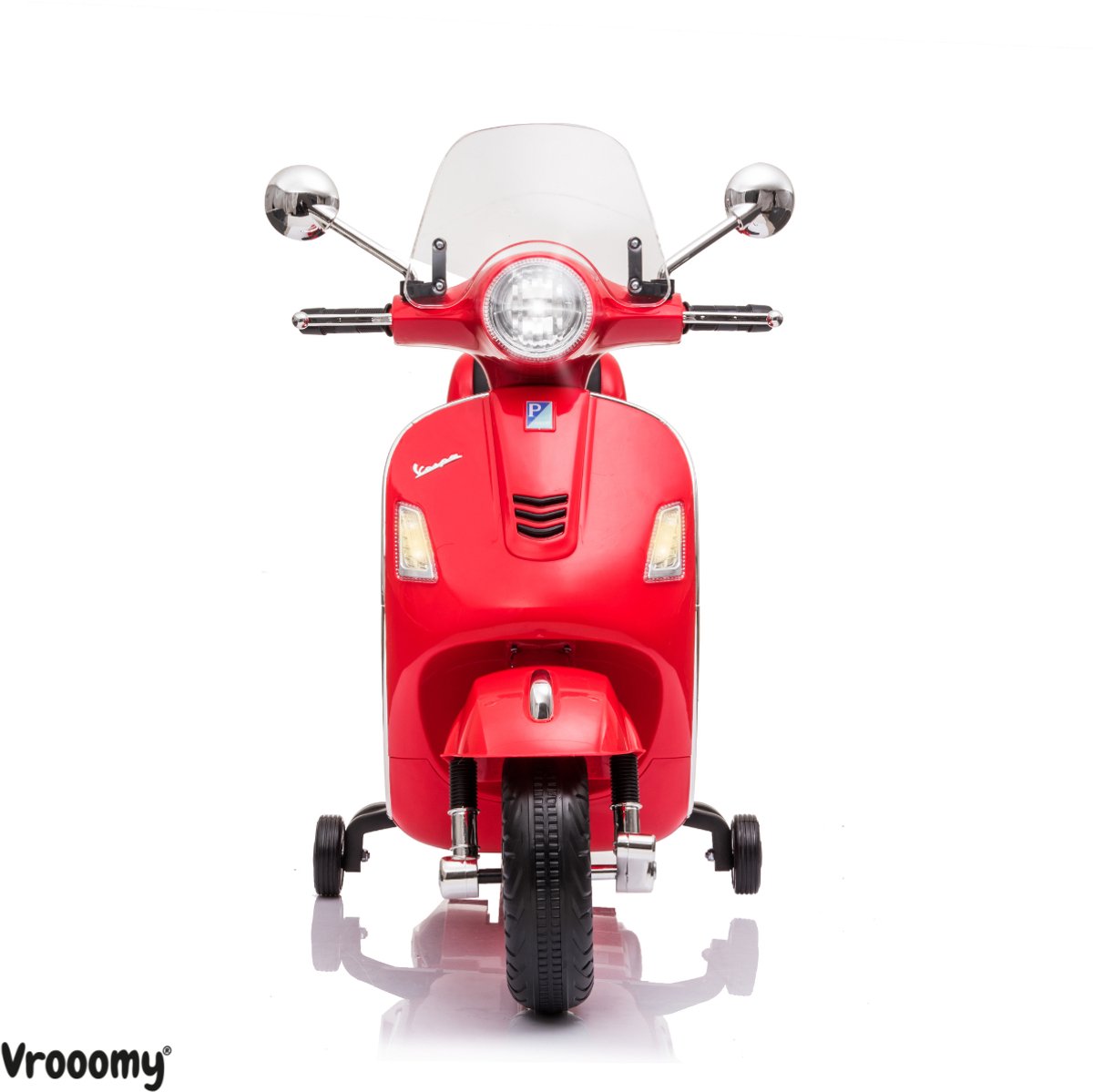 Vespa GT Full Option Elektrische Kinderscooter 3 tot 6 jaar – Officieel Gelicentieerde Kinder Vespa met Kofferbak & Verwijderbare Zijwieltjes – Li-ion Kindermotor met Kunstlederen Zitje, MP3 AUX & USB – Rood — afbeelding 7