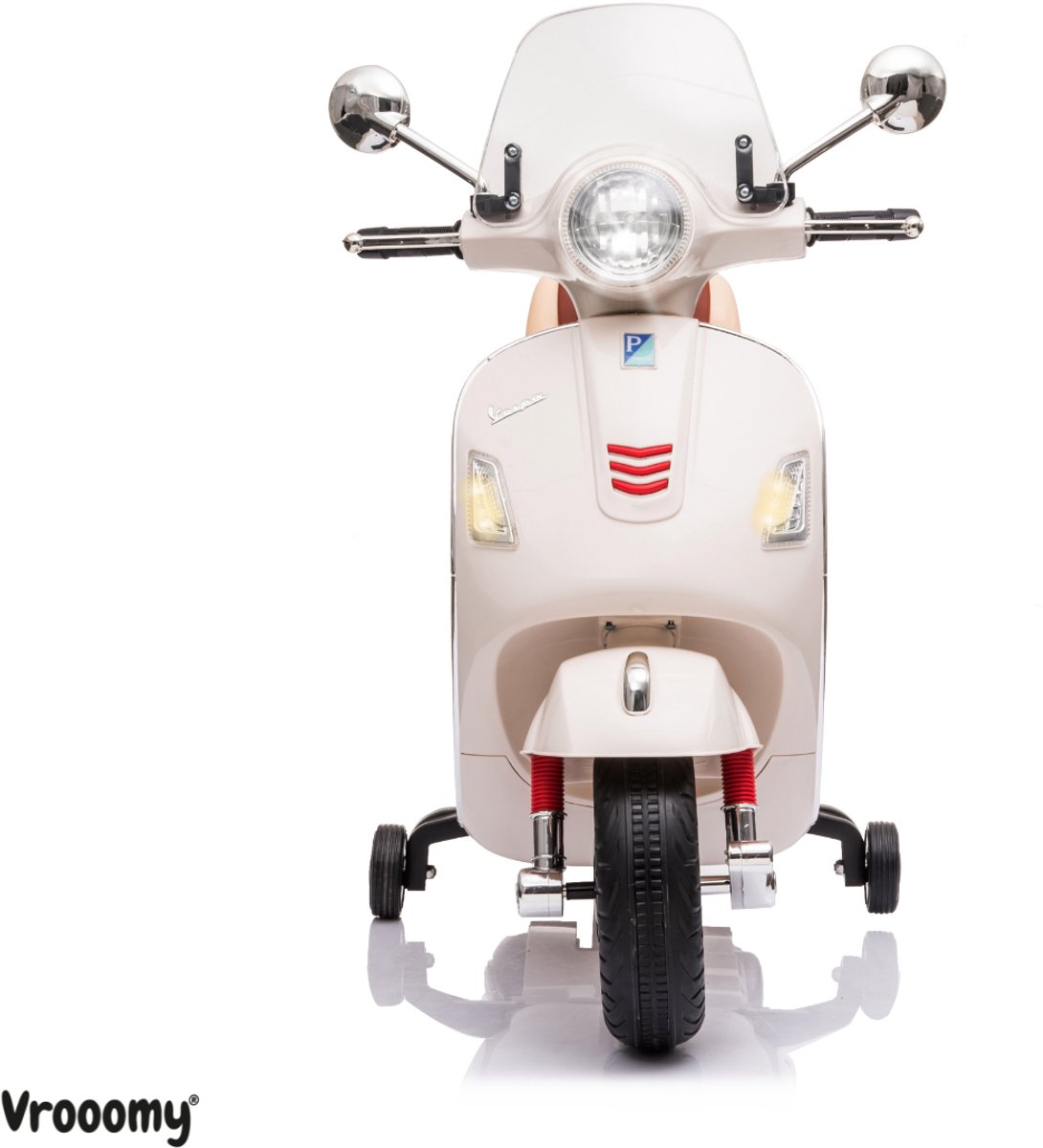 Vespa GT Full Option Elektrische Kinderscooter 3 tot 6 jaar – Officieel Gelicentieerde Kinder Vespa met Kofferbak & Verwijderbare Zijwieltjes – Li-ion Kindermotor met Kunstlederen Zitje, MP3 AUX & USB – Wit — afbeelding 7
