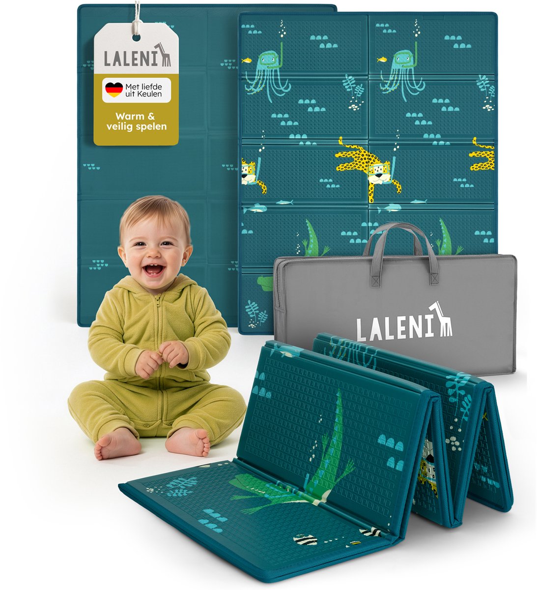Laleni Speelmat Sindal - Waterdicht Speelkleed Baby - Met Tas - 120 x 150 x 1 cm - Dierenprint