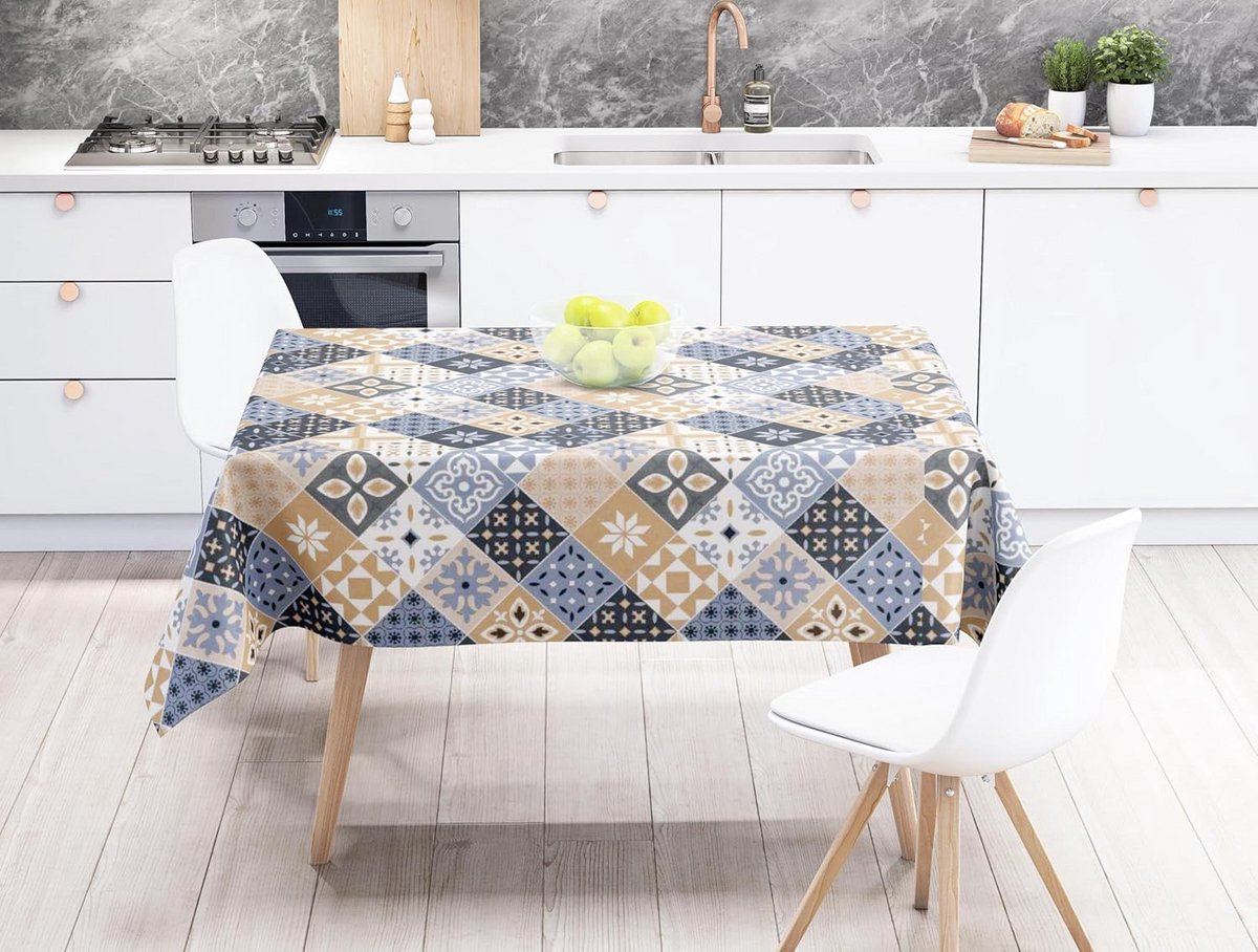 Tafelkleed PVC Lichtblauw Majolica Design - Wasbaar & Waterafstotend - 140x240 cm