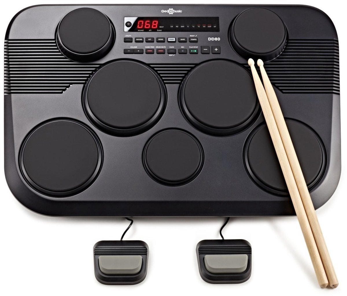 DD80 Draagbaar Elektronisch Drumstel Pads by Gear4music