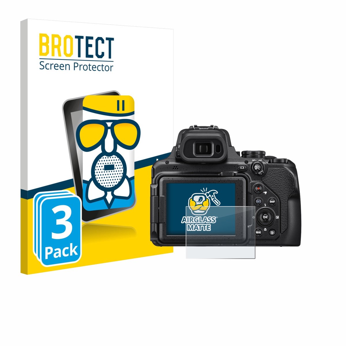 BROTECT - Screenprotector voor Nikon Coolpix P1000 / P1100 - Folie Beschermfolie Beschermglas matte 3 Stuks